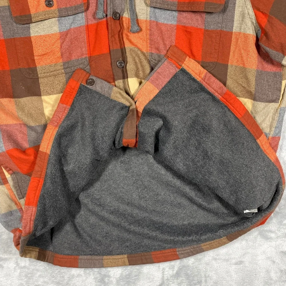 LL Bean Mens XL Traditional Fit Fleece Lined Flannel Hooded Shirt Jacket 298193